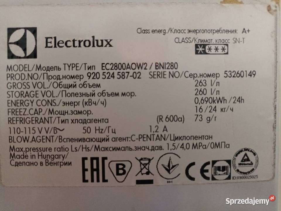 Zamrażarka Electrolux skrzyniowa poj 260l Choceń