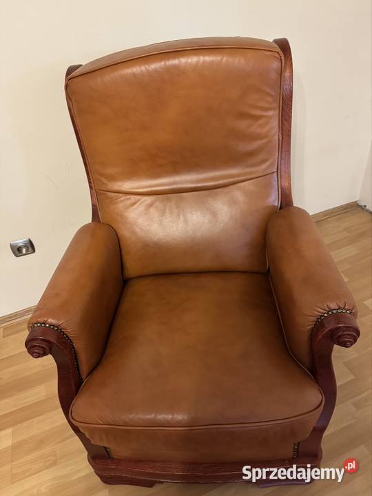 Komplet skórzany koniakowy antyk PRL lata 80 te Częstochowa