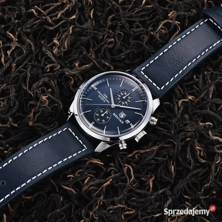 Zegarek męski granatowy Benyar pasek chronograf Zegarki Zegarki i Biżuteria Gorzów Wielkopolski
