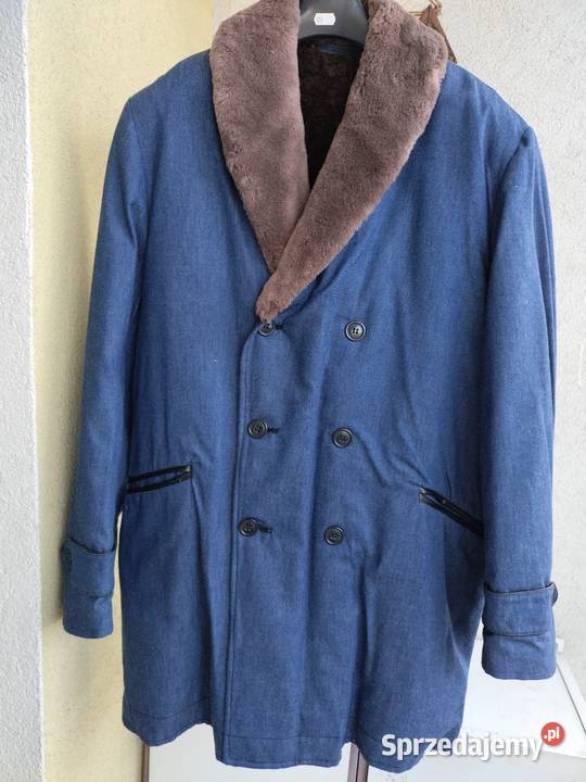 Palto męskie ocieplane z PRLu niebieski Gdynia