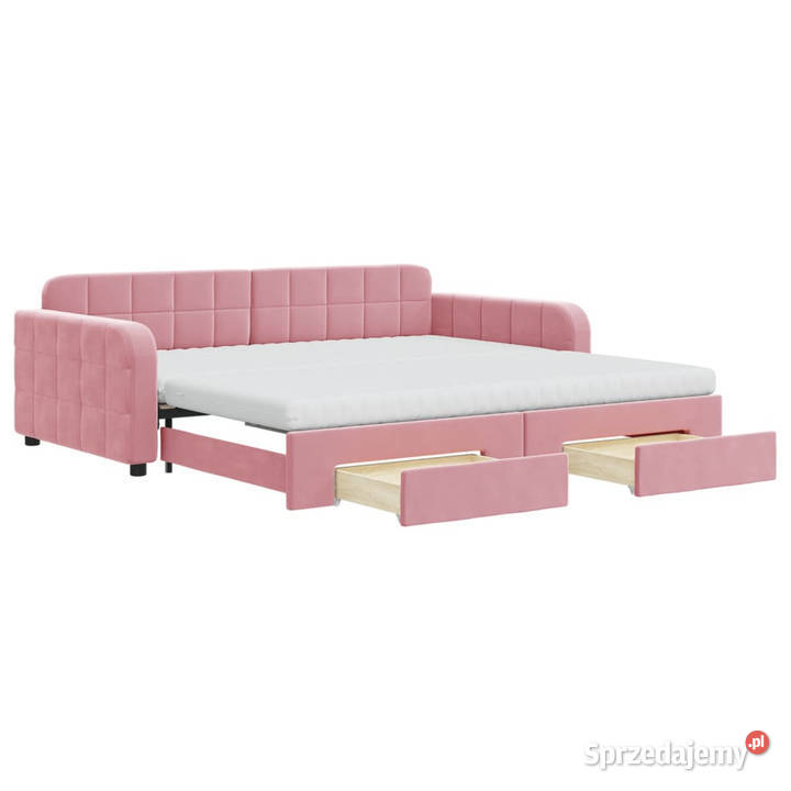 Sofa rozsuwana z szufladami różowa aksamit sprzedam