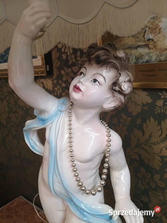 Porcelanowa wielka lampa figuralna Wałbrzych