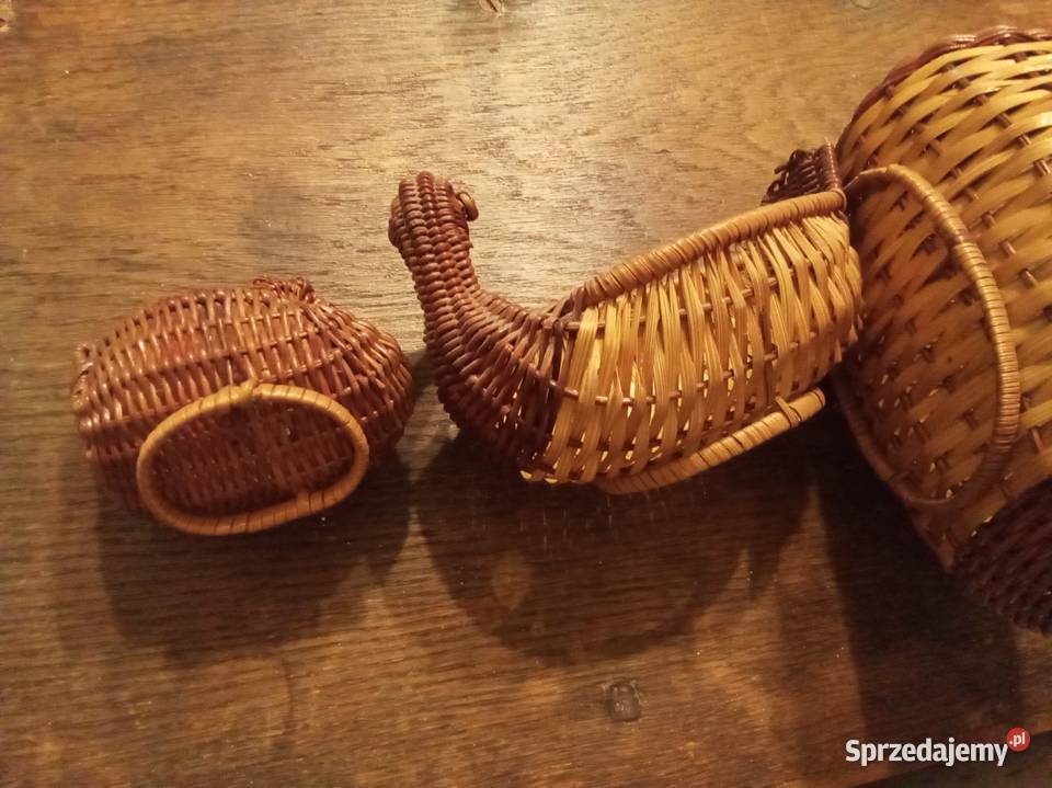 3 kaczki ręcznie robione wiklinowe mała średnia mazowieckie