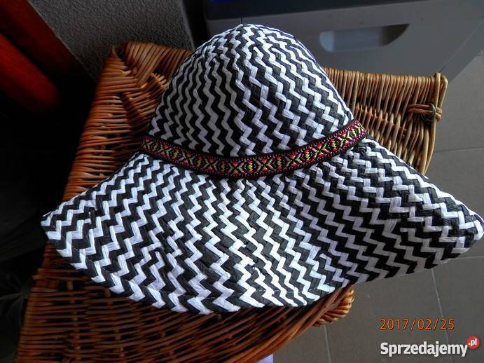 Kapelusz Atmosphere Duże Rondo CzarnoBiałe Nakrycia głowy podlaskie Łomża