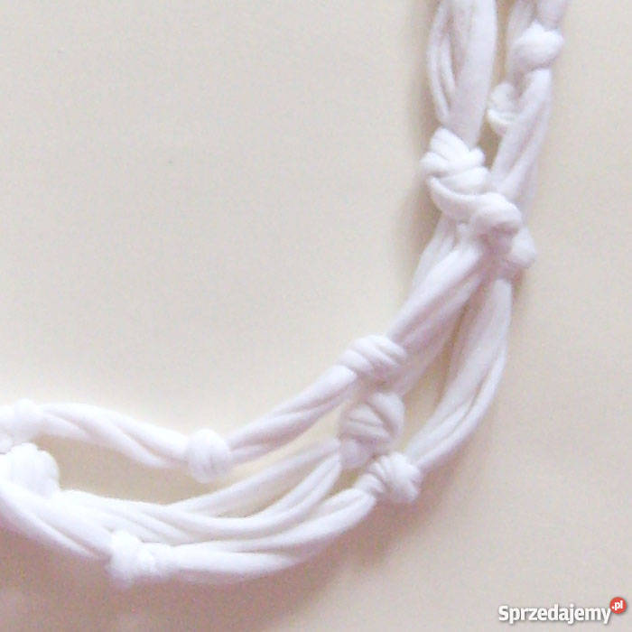 biały naszyjnik z bawełny szurkowa ozdoba Katowice