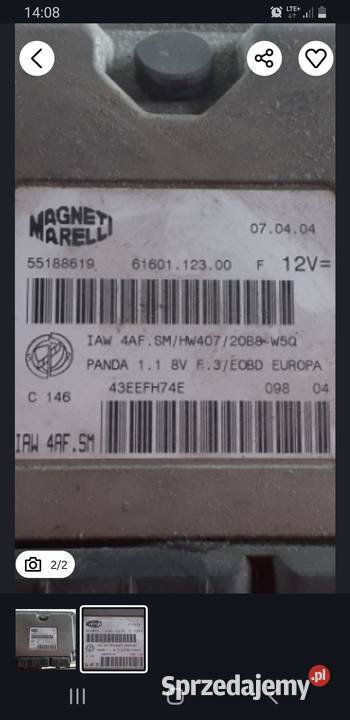 Komputer sterownik Fiat Panda 11 benzyna małopolskie Kraków