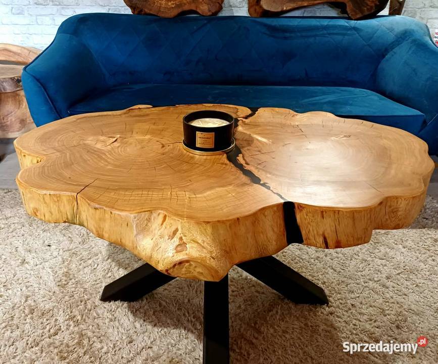 Stolik kawowy live edge plaster drewna