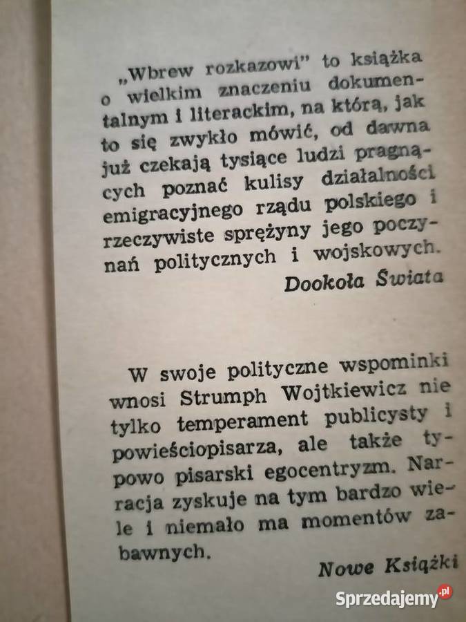Wbrew rozkazowi książki Warszawa Bródno sprzedam