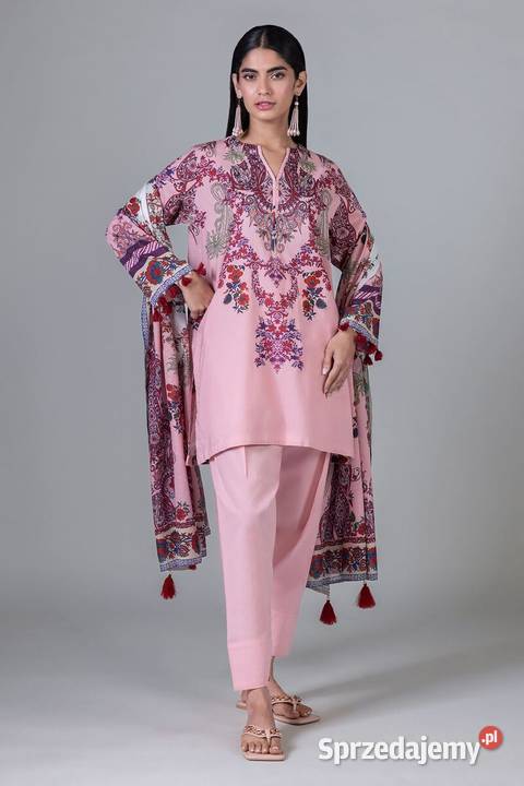 Lużna tunika XXL 44 3XL 46 różowa bawełna kameez Rozmiar 46 Bluzki i koszule Szczecin