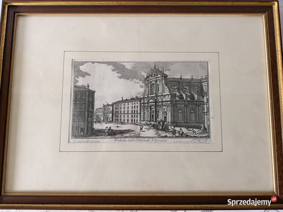 Antyczny Miedzioryt 1770 Veduta della Chiesa di