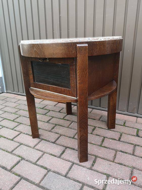 Stolik Barek Okrągły ARTDECO Dębowy Stary Antyk Meble Swarzędz