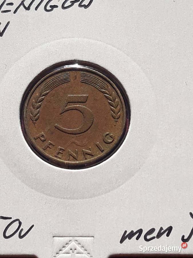 5 Fenigów RFN 1950 r men J wielkopolskie Konin sprzedam