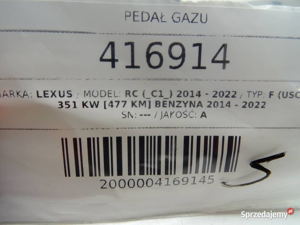 PEDAŁ GAZU LEXUS RC 50 477 PEDAŁ