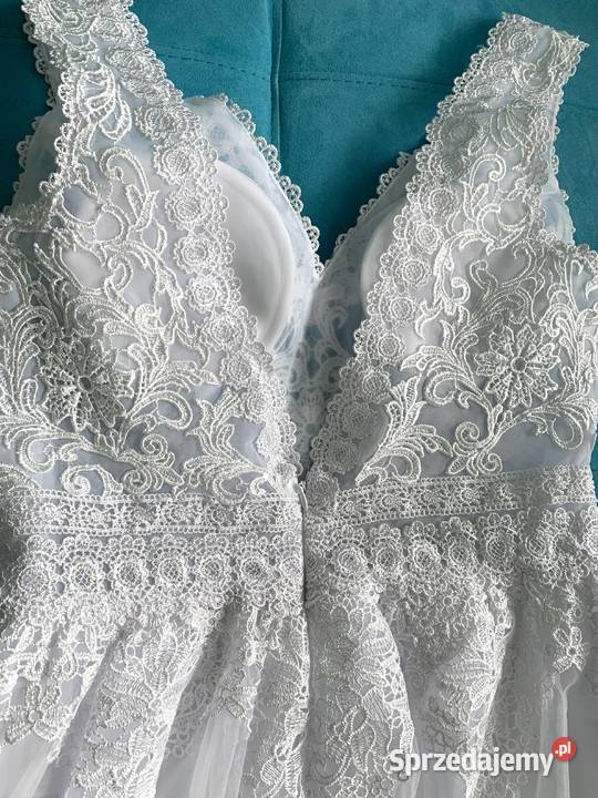 Suknia ślubna boho liniaA koronka 40 L 44 XXL Jelenia Góra