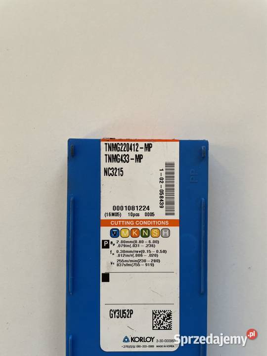 Płytki KORLOY TNMG220412MP NC3215 Czarnożyły sprzedam