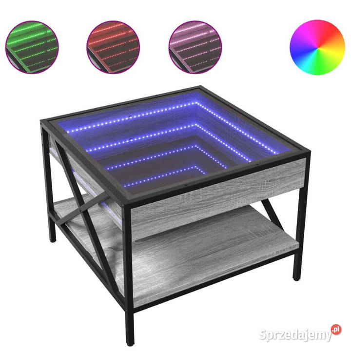 Stolik kawowy z LED Infinity szary dąb sonoma Warszawa