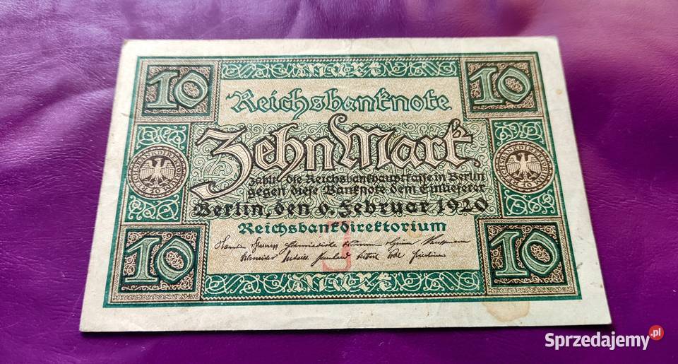 Banknot Niemcy 10 Marek 1920 Poszukiwany Ładny mazowieckie Pruszków sprzedam