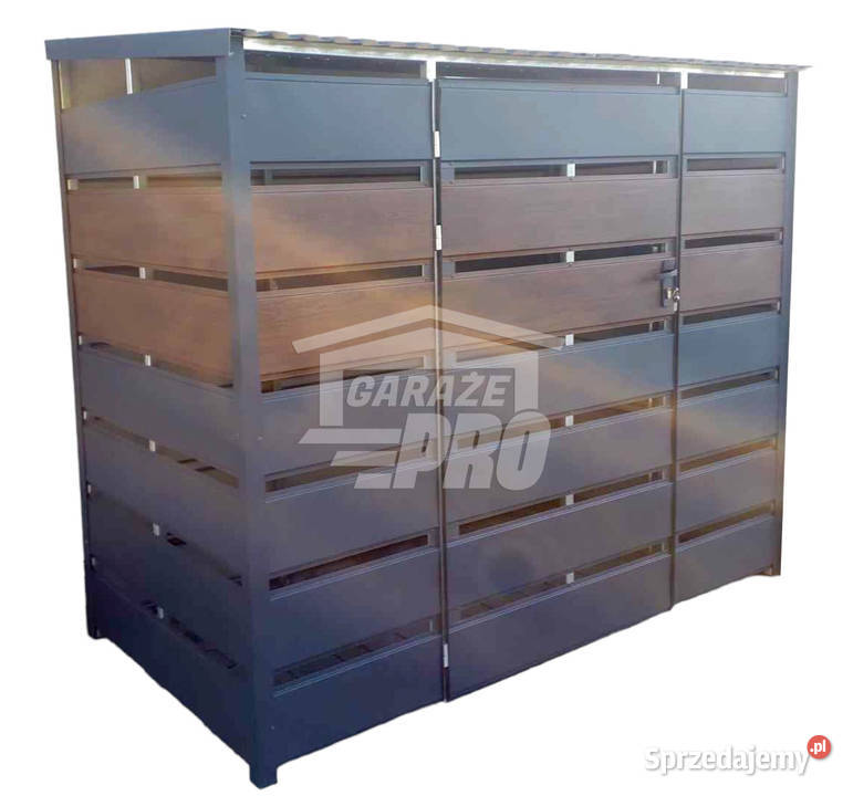 Wiata śmietnikowa spad tył 3x07m antracyt Chojnice