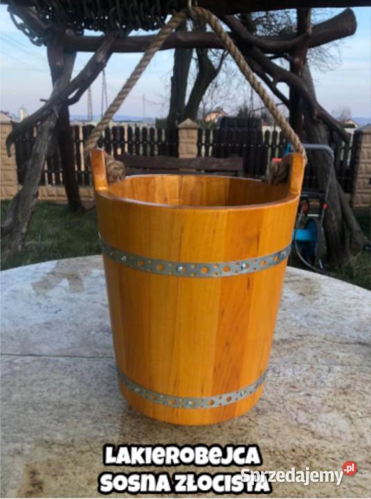 Wiaderko drewniane ozdobne do studni wiadro cudo drewno