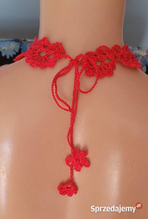 Zestaw choker kolczyki szydełkowe handmade Pleszew