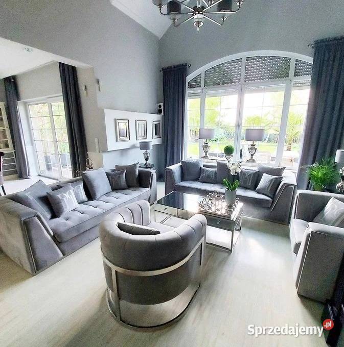 Fotel glamour srebrny szary nowoczesny do salonu 83cm mazowieckie Warszawa