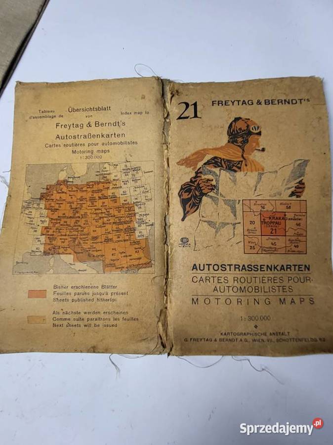 MAPA PAPIEROWA ANTYK VINTAGE 1918 MAPA NA Rybnik