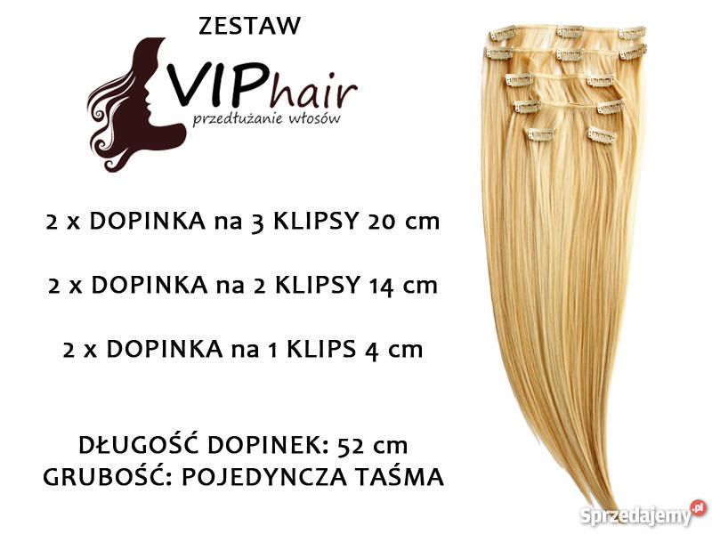 ZESTAW DOPINEK VIPhair clip on in PROSTE 52 Łowicz sprzedam