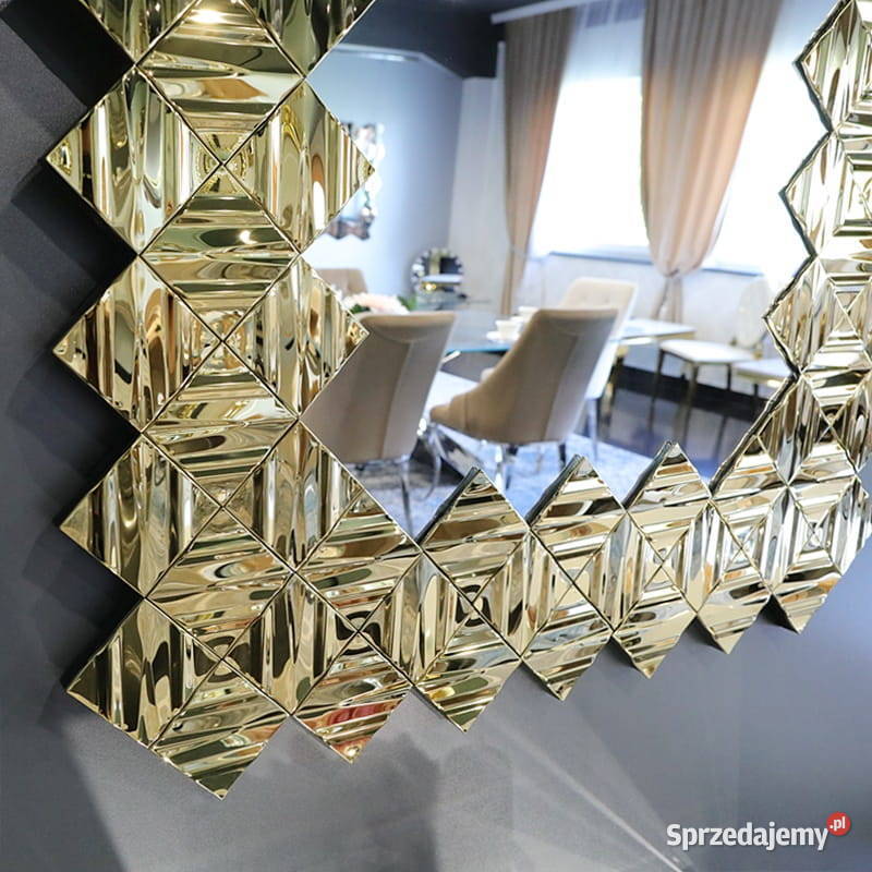 Złote lustro glamour prostokątne 85x117 M0697 mazowieckie Warszawa