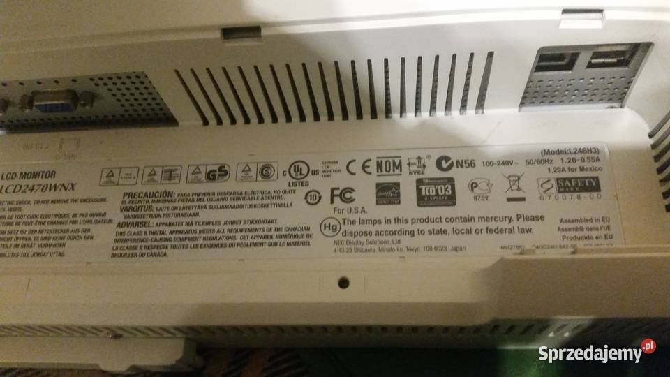 Monitor NEC Multisync LCD2470WNX 16:10 Monitory i projektory śląskie Piekary Śląskie