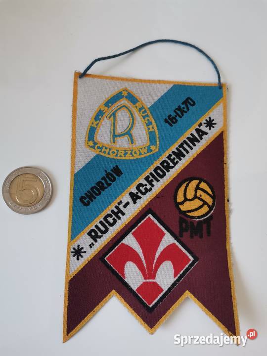 Stary proporczyk Ruch Chorzów AC Fiorentina Katowice sprzedam