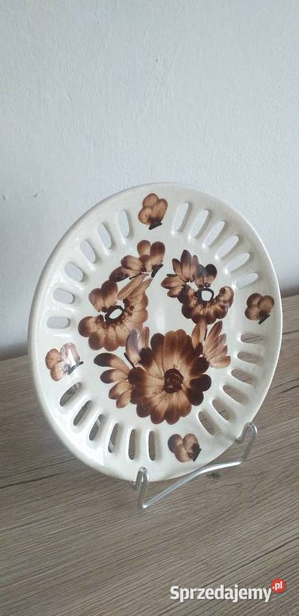 Talerz ozdobny fajans prl Przedbórz