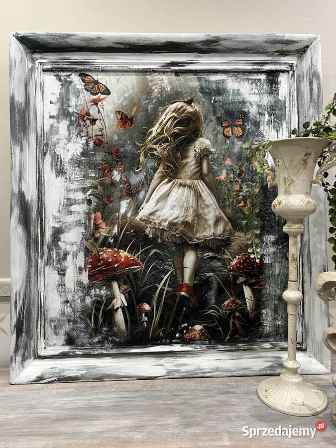 Obraz duży w starej drewnianej ramie Wyposażenie wnętrz Żary