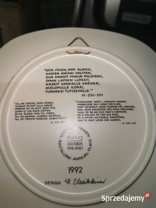 Talerze roczna edycja Arabia Kalevala z 1982 i Nowy Tomyśl