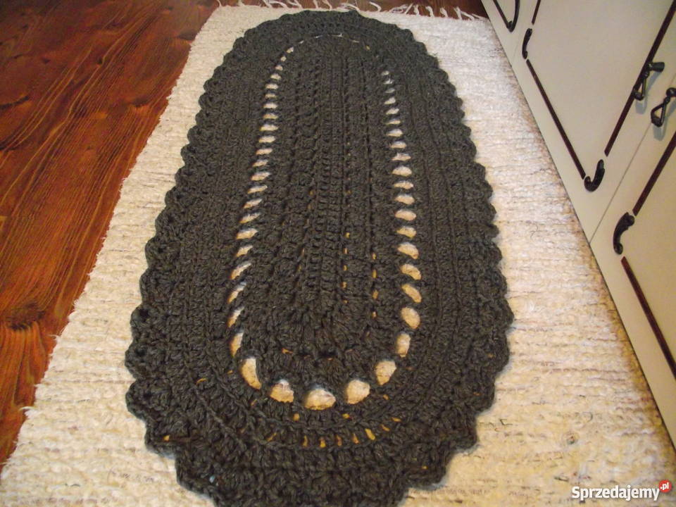 OWALNY POPIELATO SZARY WEŁNIANY DYWANIK 0.50m Piła