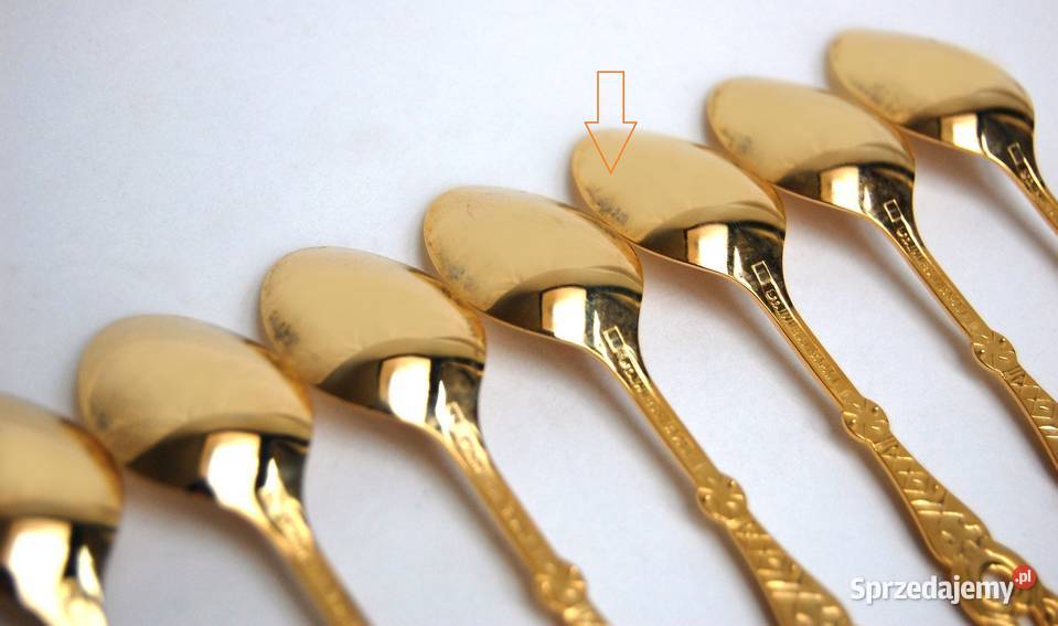 Platerowane złotem złote łyżeczki do kawy 12 Sztućce Lublin