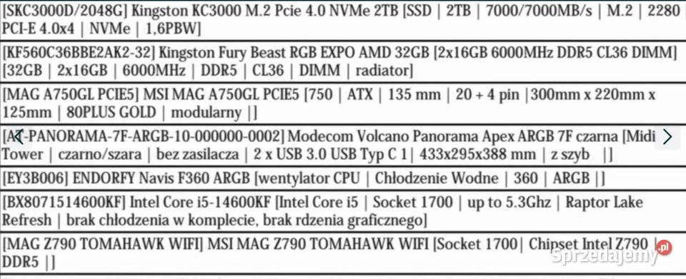 Komputer gamingowy stacjonarny Klasy Core i5