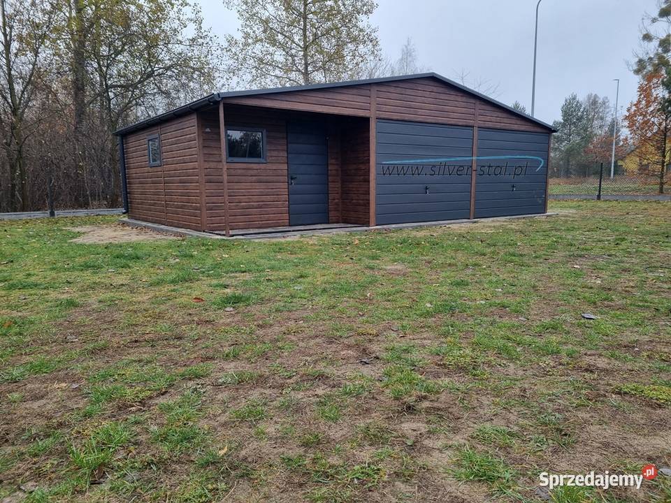 Garaż blaszany drewnopodobny z wnęką 9x6 9x7 9x5 Ciechanów