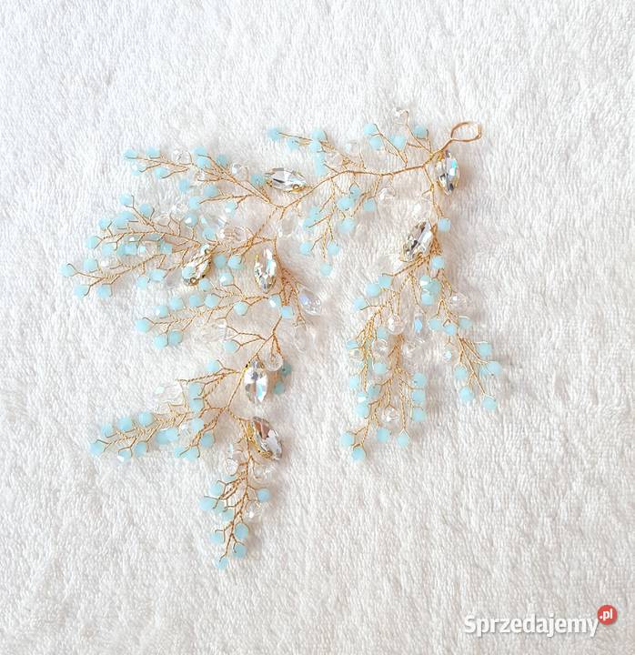 Ozdoba do włosów tiara koraliki błękitne Pozostałe Szczecin