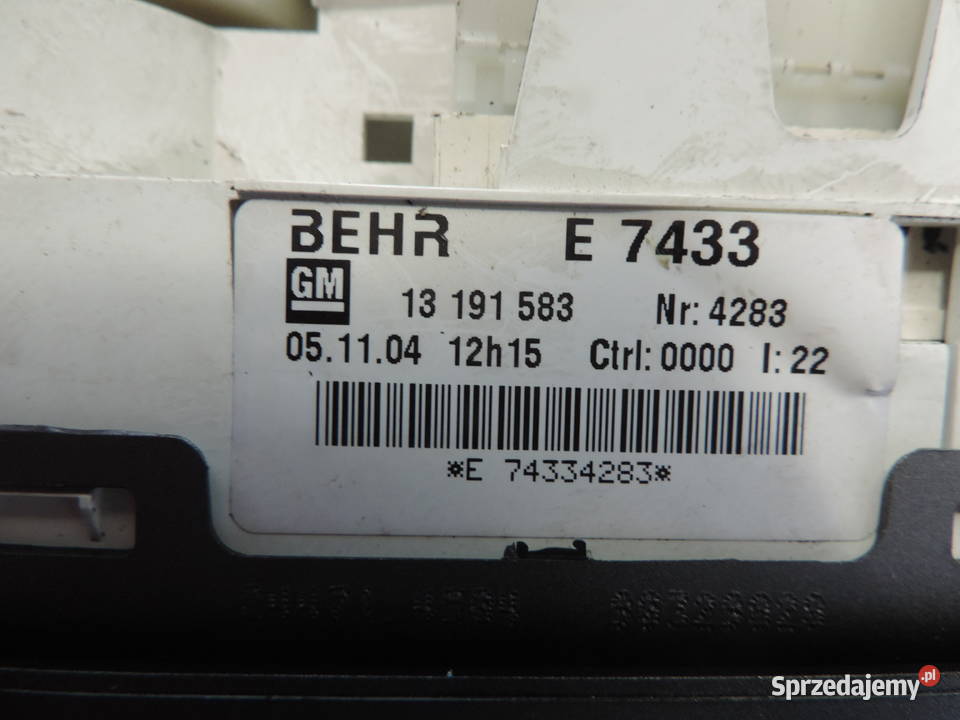 OPEL MERIVA A PANEL NAWIEWU STEROWANIA małopolskie Nowy Sącz
