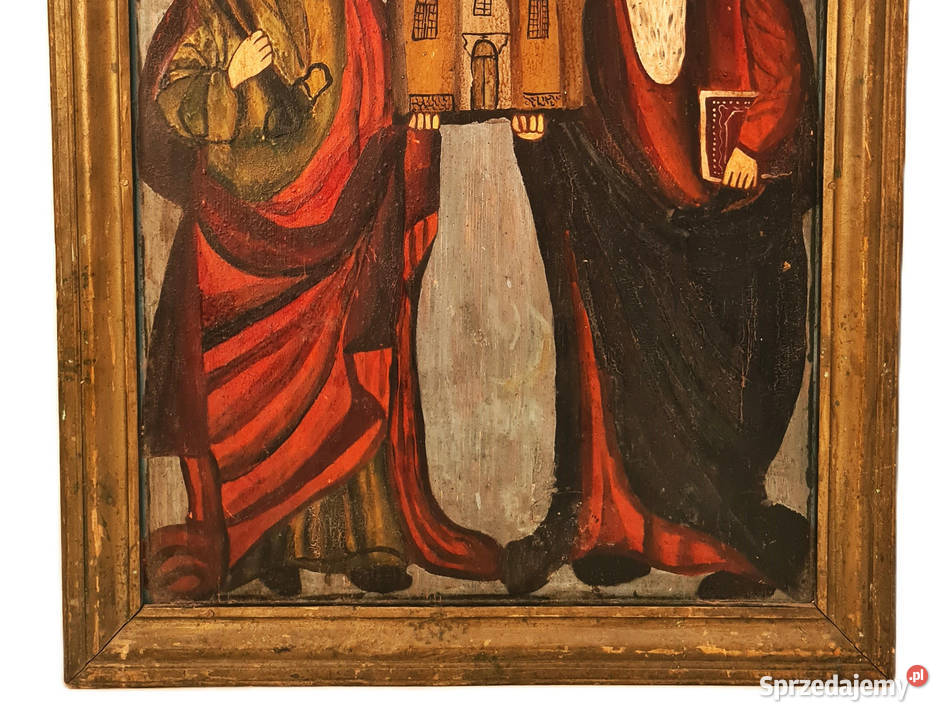 Ikona Święci Piotr i Paweł XIX wiek 0343 Malarstwo Warszawa