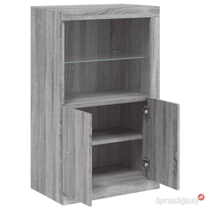 Szafka boczna z LED szary dąb sonoma materiał Warszawa