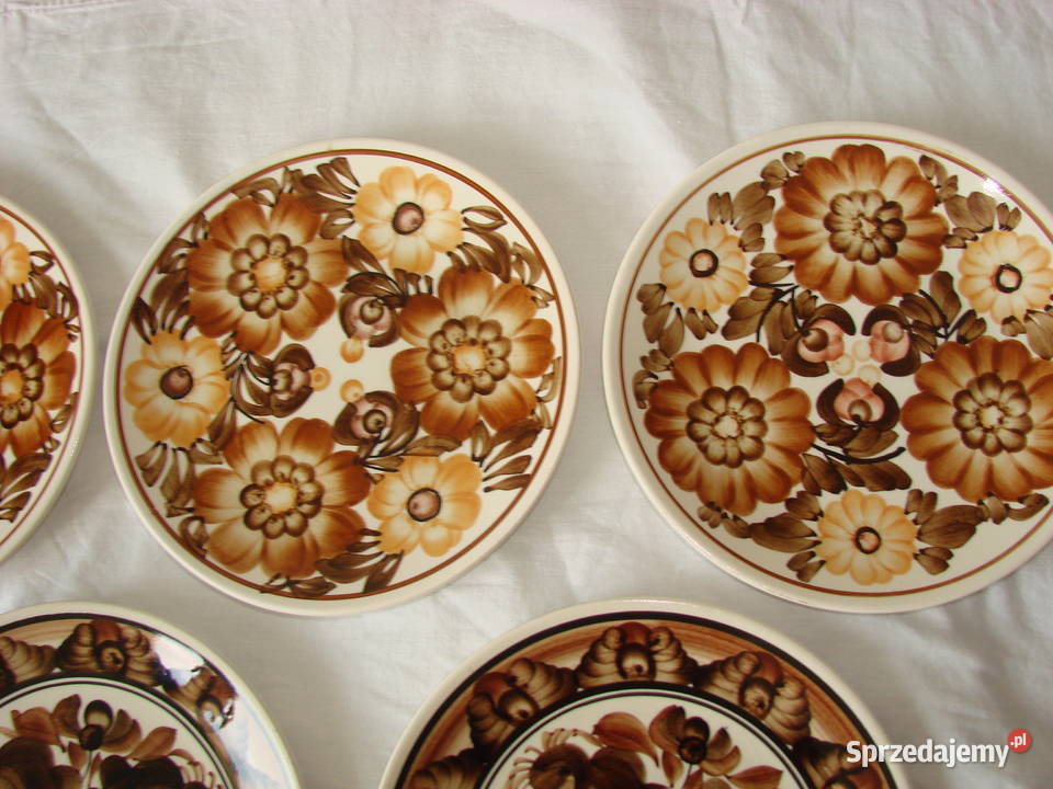Koło fajansowy talerz dekoracyjny PRL Pruszcz Gdański