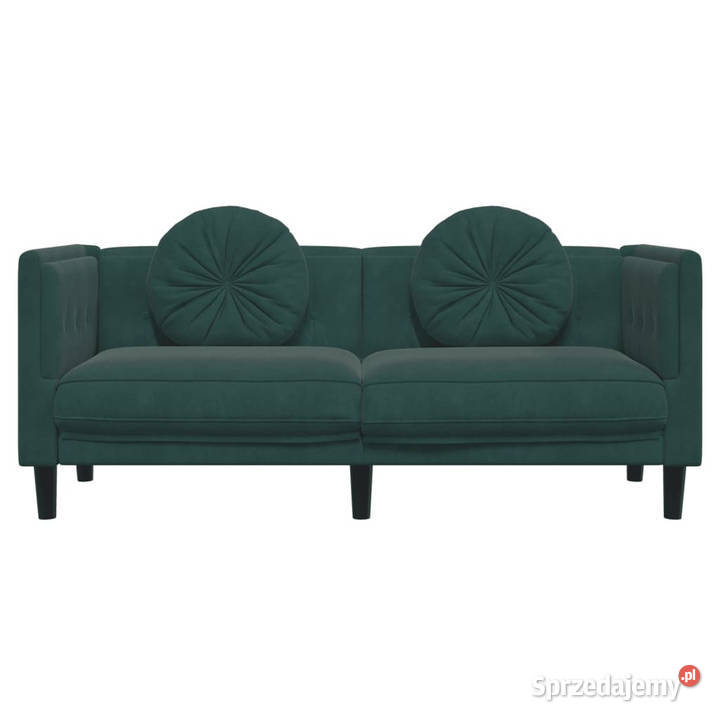 Sofa 2osobowa z poduszkami ciemnozielona aksamit mazowieckie Warszawa sprzedam