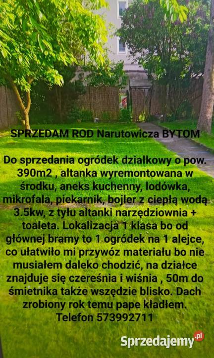 ogródek 390 m2 rod Narutowicza bytom