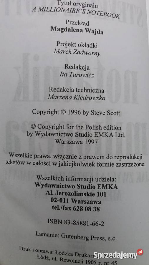 Notatnik milionera Scott pieniądze biznes Warszawa