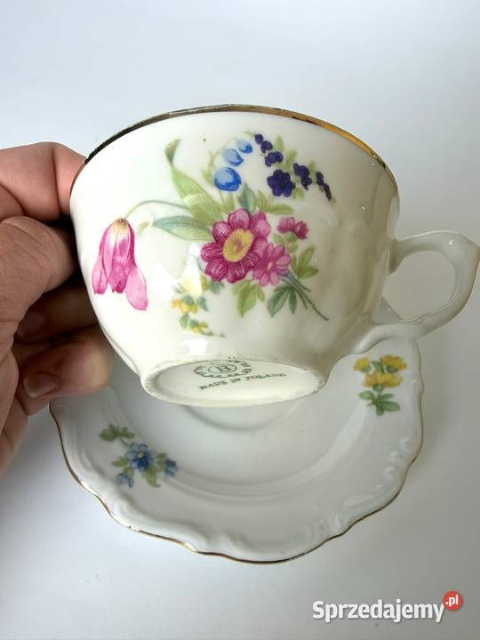 Filiżanka ze spodkiem Bogucice porcelana PRL Kraków
