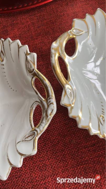 Patera Listek porcelanowy Złocony Biała Gdańsk