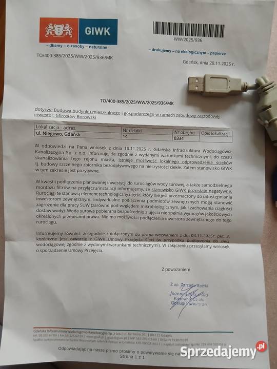 Sprzedam działkę 1418 mw Gdańsku Niegowook7 pomorskie Gdańsk