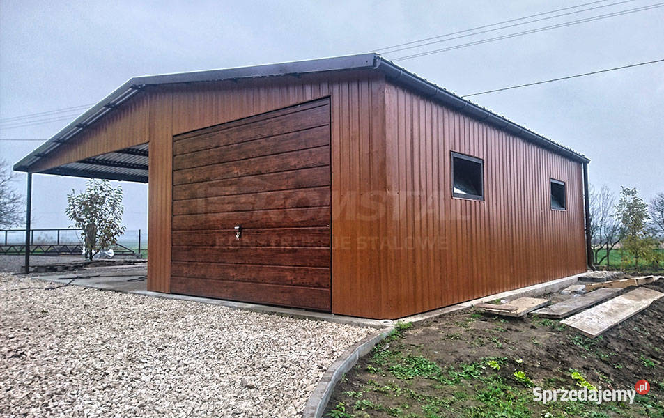 Garaż Blaszany DREWNOPODOBNY 8x6m Wiaty Romstal wielkopolskie Konin