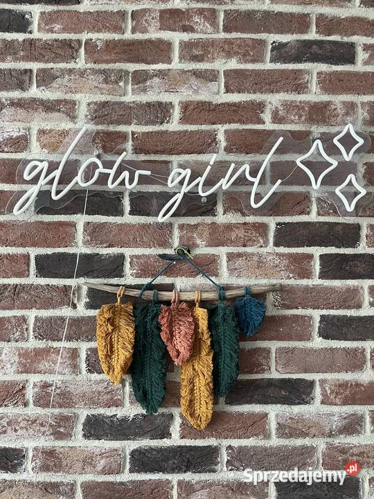 Makrama boho pióra liście na naturalnym kiju Warszawa